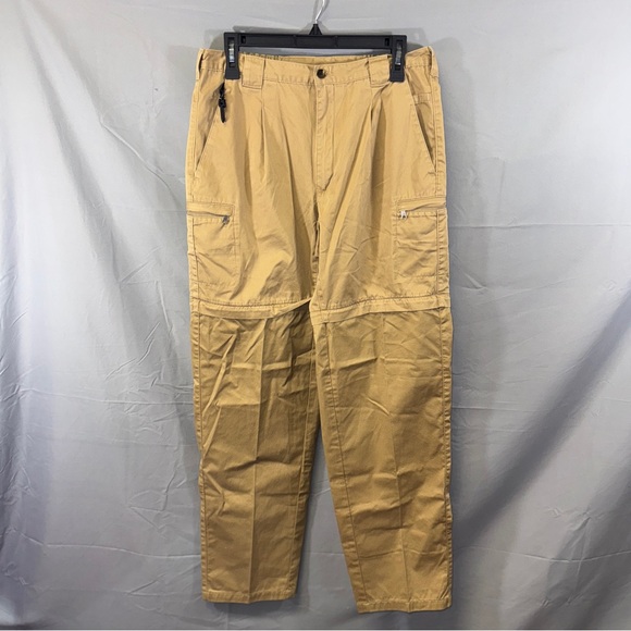 L.L. Bean Pants Mens 32x34 Khaki Convertible Zip Off Cargo Hiking Outdoors Trail - Picture 1 of 7
